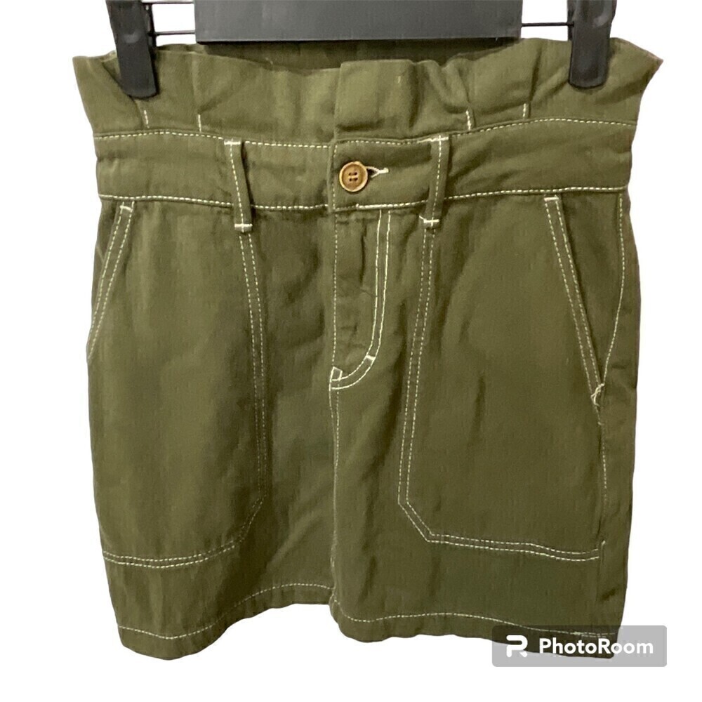 Free People Splendor In The Grass Womens Army Green Mini Skirt‎ Size 0 R1